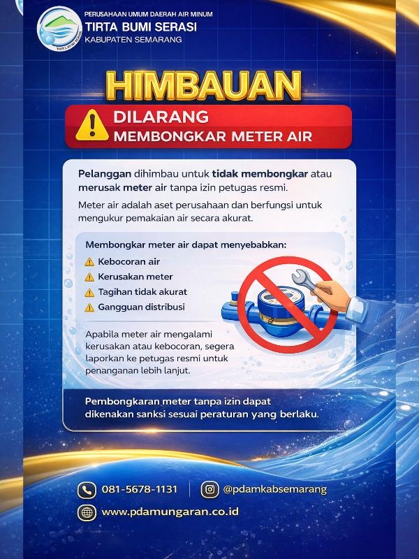 Himbauan Larangan Membongkar Meter Air Secara Mandiri